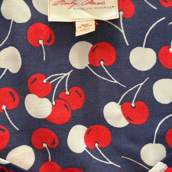 Marilyn Monroe Navy Dress with Red and White Cherry Print - Picture 5 of 8